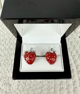 Spinki do mankietów i krawatów - SPINKI DO MANKIETÓW prezent poziomki truskawki owoc - miniaturka - grafika 1