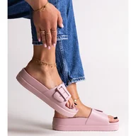 Klapki i japonki damskie - Różowe klapki Big Star NN274A663 - miniaturka - grafika 1