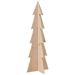 vidaXL Drewniana choinka do udekorowania, 112 cm, lite drewno sosnowe - Choinki - miniaturka - grafika 1
