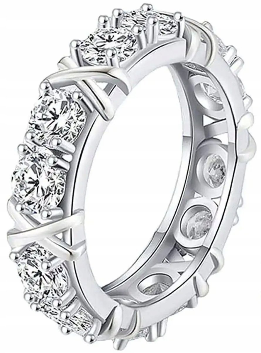 Srebrny Pierścionek z Cyrkoniami Modny X Nieskończoność Stal Chirurgiczna