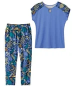 Dresy damskie - Lejący komplet z nadrukiem w liście Kobieta Atlas For Men - Kolor : Motywy - Rozmiar : 36/38 - miniaturka - grafika 1