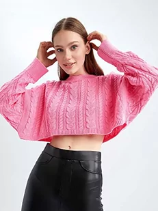 DeFacto Sweter normalny krój dla kobiet – sweter z golfem dla topów damski (różowy, L), Rosa, L - Swetry damskie - miniaturka - grafika 1