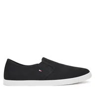 Trampki damskie - Tenisówki Tommy Hilfiger Canvas Slip-On Sneaker FW0FW08640 Czarny - miniaturka - grafika 1