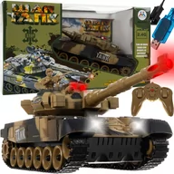 Zabawki zdalnie sterowane - Czołg Zdalnie Sterowany RC Duży Tank + Pilot Strzela Dźwięk Światło LED War KRUZZEL - miniaturka - grafika 1