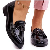 Mokasyny damskie - Vinceza Lakierowane Mokasyny Na Płaskim Obcasie Czarne Marra - miniaturka - grafika 1