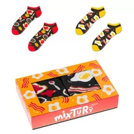 Skarpetki męskie - ZOOKSY kolorowe skarpety stopki męskie w zestawie r.41-46 2 pary, stopki w tosty i jajka - mixTURY ŚNIADANIOWE - miniaturka - grafika 1