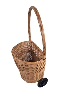 Wózek wiklinowy na zakupy z kółkami 44x32x90 cm z mały - Torby i wózki na zakupy - miniaturka - grafika 1