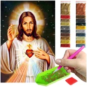 Dekoratorstwo - Haft Diamentowy ARTULIO, Obraz DIY 5D, Diamond Painting, Mozaika diamentowa 40x60cm (Jezus na tle nocnego nieba) + zestaw akcesoriów - miniaturka - grafika 1