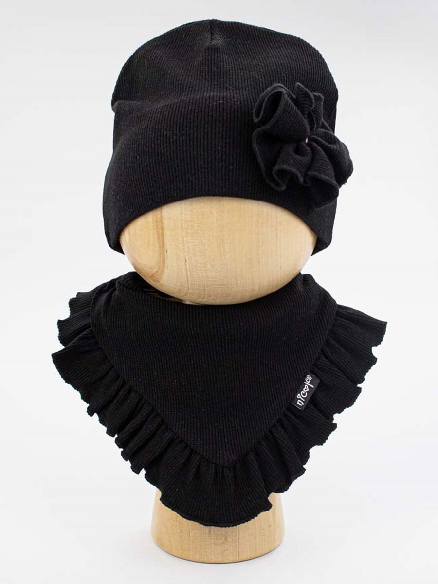 Dziewczęcy komplet czapka + chusta czarny Nicol r.92/98