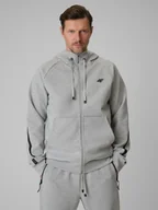 Bluzy męskie - 4F Bluza dresowa regular z kapturem męska - szara XXL - miniaturka - grafika 1