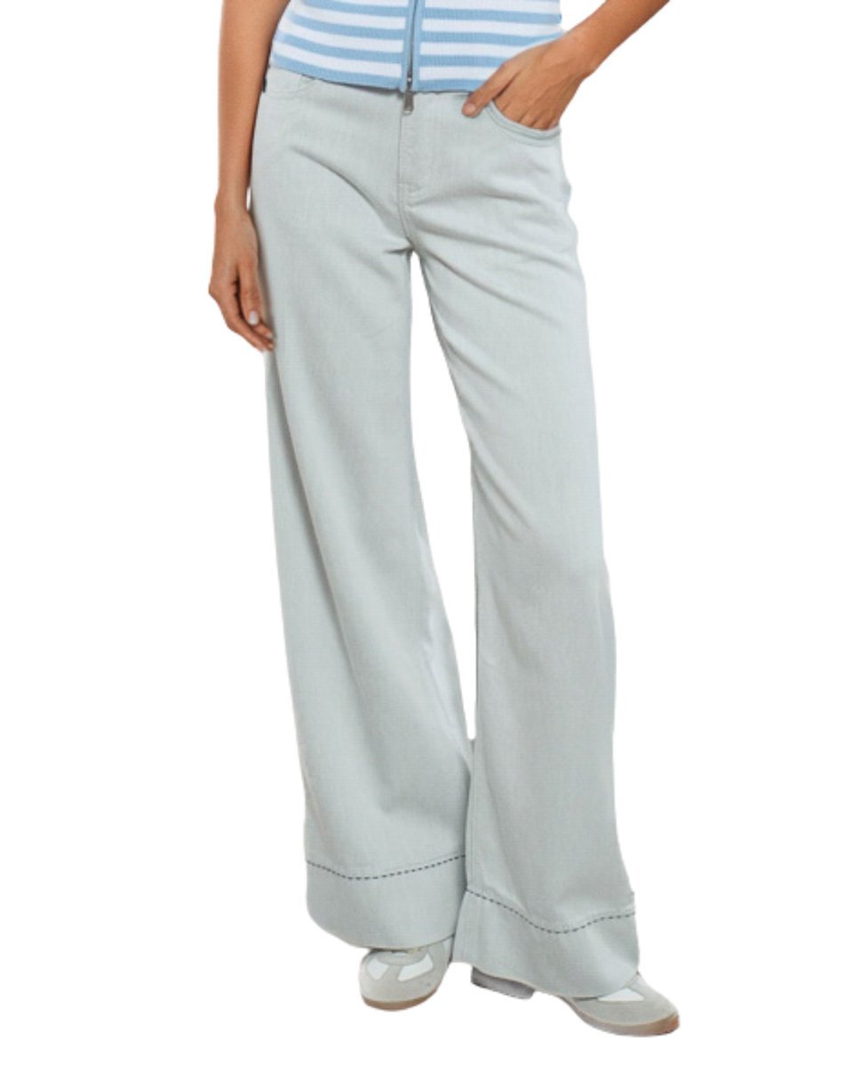 Goa Goa jeansy damskie Vera Palazzo Effetto Bleach biały denim 15208209/403