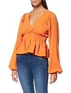 Koszule damskie - NA-KD Smocked Waist Blouse Koszula damska, Pomarańczowy, 46, Pomarańczowy, 40 - miniaturka - grafika 1