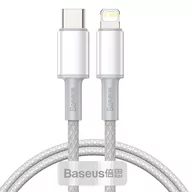 Kable komputerowe i do monitorów - BASEUS BASEUS DATA PD20W KABEL USB-C DO LIGHTNING 1M BIAŁY 17062 - miniaturka - grafika 1