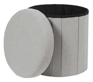 Pufy i podnóżki - Okrągła pufa ROUNDO ze schowkiem szara - miniaturka - grafika 1