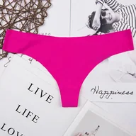 Majtki damskie - Różnokolorowe gładkie stringi - XL Malinowy - miniaturka - grafika 1