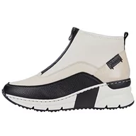 Sneakersy damskie - Rieker Damskie sneakersy mid N6352, Black Cream Cliff Pearl Cream N6352 60, 39 EU - miniaturka - grafika 1