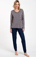 Piżamy damskie - Piżama damska na długi rękaw i z długą nogawką Milda, Kolor granatowy-wzór, Rozmiar S, Italian Fashion - Primodo.com - miniaturka - grafika 1