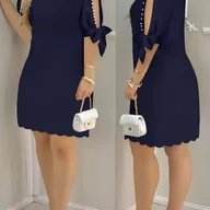 Sukienki - TEMU Kobieca Niebieska Sukienka, Casualowa - miniaturka - grafika 1