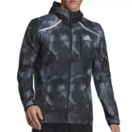 Kurtki i kamizelki sportowe męskie - Kurtka adidas Marathon Fast Graphic Jacket HE4562 - czarna - Adidas - miniaturka - grafika 1