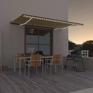 VidaXL Lumarko Ręcznie zwijana markiza z LED, 500 x 300 cm, żółto-biała! 3069143 VidaXL - Markizy - miniaturka - grafika 1