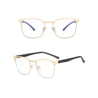 Okulary korekcyjne, oprawki, szkła - Solidne okulary zerówki do komputera BLUE LIGHT złoto-czarne z flexami 25126A - miniaturka - grafika 1