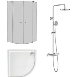 Zestaw Roca Capital kabina prysznicowa 80 cm półokrągła z brodzikiem Malaga Rondo Compact i zestawem termostatycznym Victoria ... - Kabiny prysznicowe - miniaturka - grafika 1