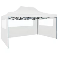 Pawilony ogrodowe - vidaXL Rozkładany namiot imprezowy z 3 ściankami, 3 x 4,5 m, biały 48871 - miniaturka - grafika 1