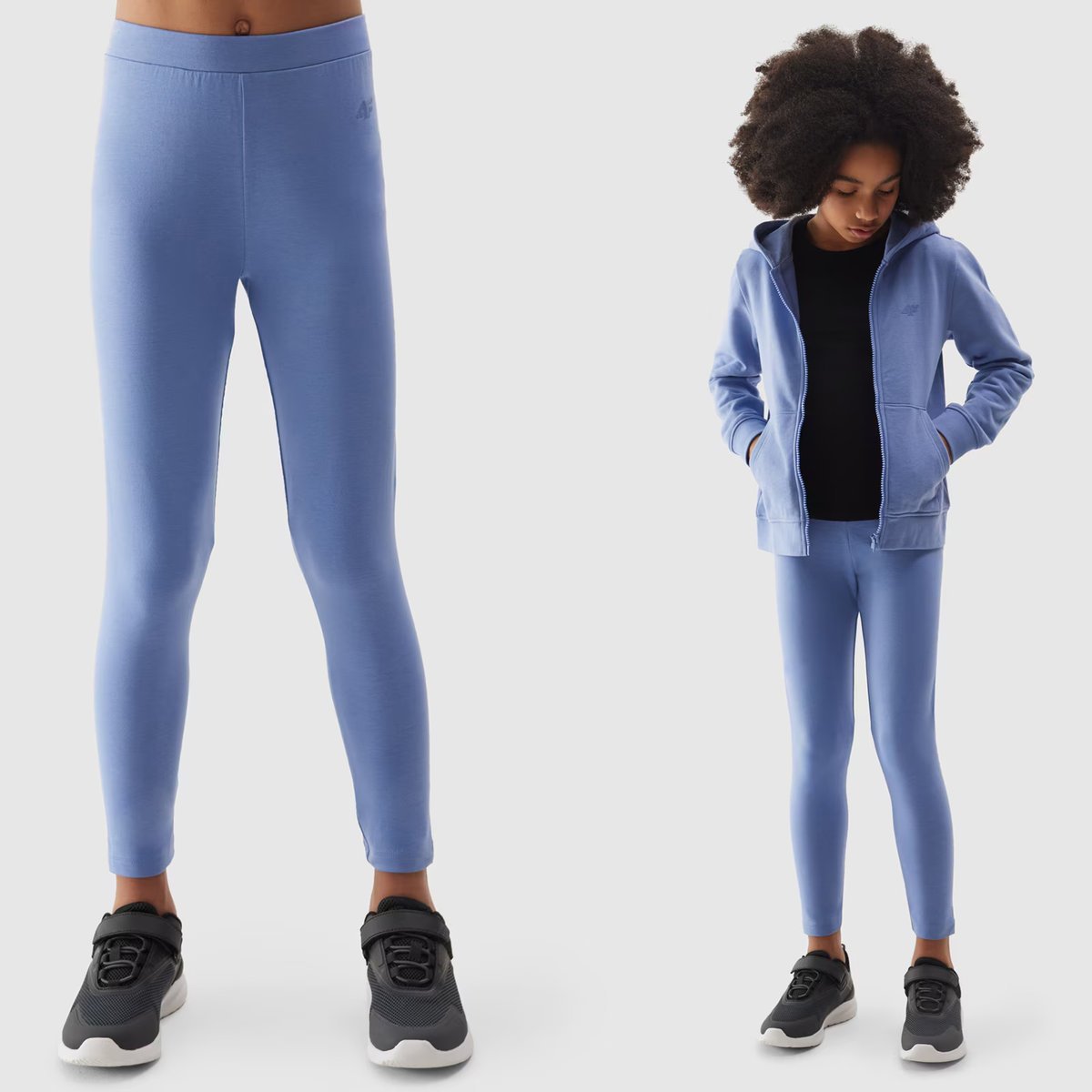Legginsy Dziewczęce Spodnie 4F dzianinowe niebieskie 4FJWSS24TTIGF130 Niebieski 140