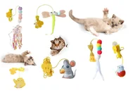 Zabawki dla kotów - Zabawka dla kota na sznurku filcowa kolorowa interaktywna z dzwoneczkiem - miniaturka - grafika 1