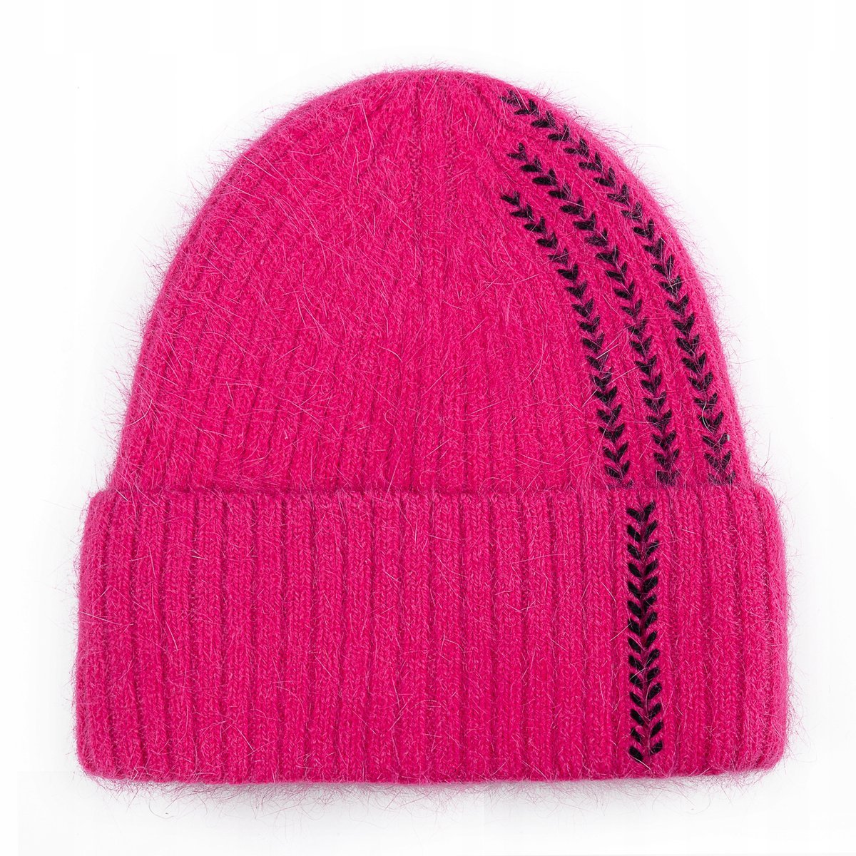 CZAPKA WEŁNIANA WEŁNA ZIMOWA NA ZIMĘ OCIEPLANA 60% Angora RÓŻOWA