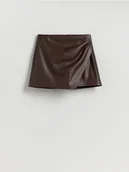 Spodenki damskie - Reserved - Spódnico-szorty z imitacji skóry - ciemnobrązowy - miniaturka - grafika 1