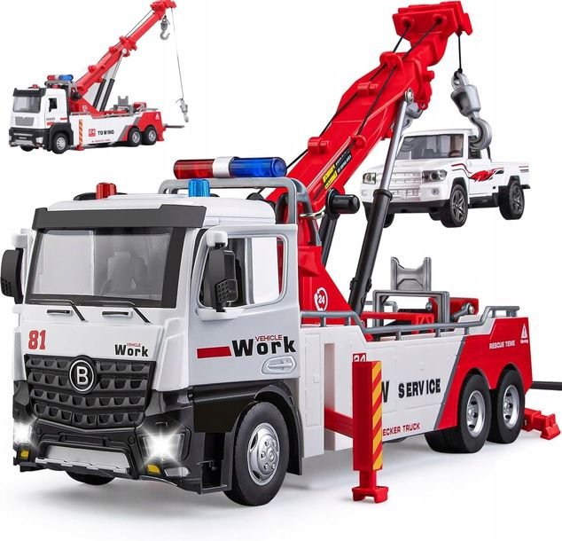 Auto Laweta Pomoc Drogowa Samochód Dźwig Światła Dźwięk Metalowa Kabina