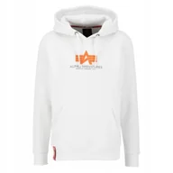 Bluzy męskie - Bluza z kapturem Alpha Industries Basic Rubber 178312RB 09 Biała S - miniaturka - grafika 1
