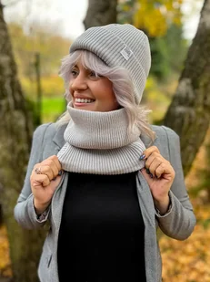 Bawełniana bandana zimowa Jasny szary - Apaszki i szaliki damskie - miniaturka - grafika 1