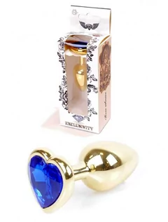 Biżuteria erotyczna - PLUG-JEWELLERY GOLD HEART PLUG- DARK BLUE - grafika 1