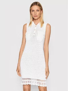 Sukienki - Morgan Sukienka dzianinowa 221-RMCORI Biały Slim Fit - grafika 1