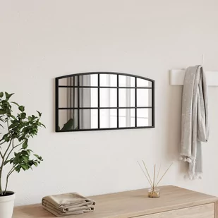 vidaXL Lustro ścienne, czarne, 60x30 cm, zakończone łukiem, żelazo - Lustra - miniaturka - grafika 1