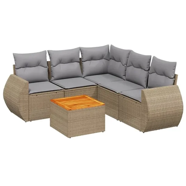 Zestaw mebli ogrodowych modułowych beżowy rattan PE, 62 x 62 x 69 cm