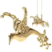 Bombki - Zawieszki choinkowe 2 szt. rajskie ptaki złote błyszczące - miniaturka - grafika 1