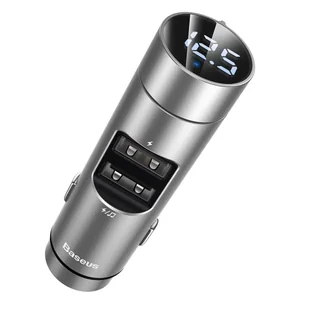 Baseus Energy Column Transmiter FM Bluetooth 5.0 ładowarka samochodowa 2x USB 3,1A QC3.0 srebrny (CCNLZ-0S) - Ładowarki samochodowe - miniaturka - grafika 1