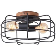 Lampy sufitowe - Brilliant Gwen lampa sufitowa 40cm antyczne drewno/czarny korundowy metal/brązowy bambus 2x A60, E27, 40 W - miniaturka - grafika 1