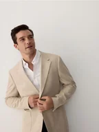 Kurtki męskie - Reserved - Marynarka slim fit z wiskozą - beżowy - miniaturka - grafika 1