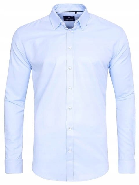 KOSZULA MĘSKA DI SELENTINO BŁĘKITNA NA SPINKI SLIM FIT - Shirt: 39