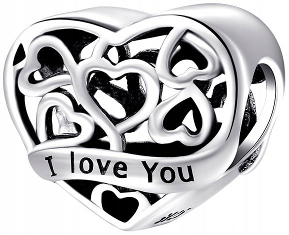 Charms Serce I LOVE YOU Charms Srebro