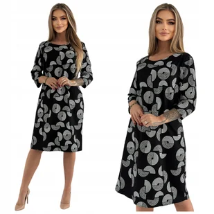 ŚLICZNA BAWEŁNIANA SUKIENKA W BIAŁY WZÓR ROZMIAR 46 POLSKI PRODUCENT - Sukienki - miniaturka - grafika 1