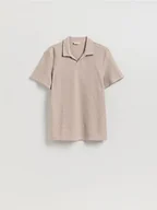 Koszulki męskie - Reserved - Strukturalne polo comfort fit - beżowy - miniaturka - grafika 1