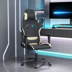 Lumarko Fotel gamingowy, czarno-kremowy, tkanina - Fotele gamingowe - miniaturka - grafika 1