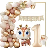 Balony i akcesoria - Balony Łuk Woodland Dziki Róż Dekoracje Na Roczek Zestaw Pierwsze Urodziny - miniaturka - grafika 1