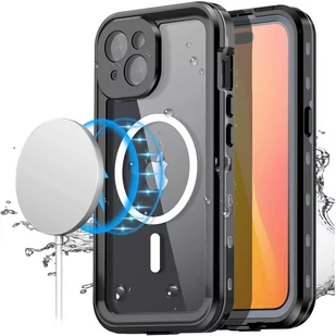 Etui do iPhone 15 wodoodporne Mag Safe Case pancerne wodoszczelne obudowa czarno-szare - Etui i futerały do telefonów - miniaturka - grafika 1