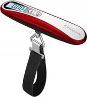 Akcesoria podróżnicze - WAGA BAGAŻOWA CYFROWA PODRÓŻNA LCD DO 50 KG WISZĄCA CZERWONA - miniaturka - grafika 1